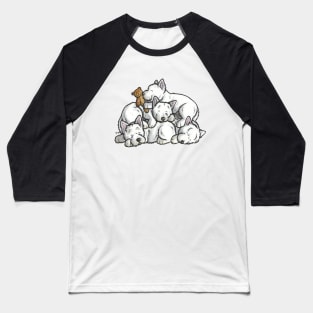 Westie sleeping pile cartoon Baseball T-Shirt